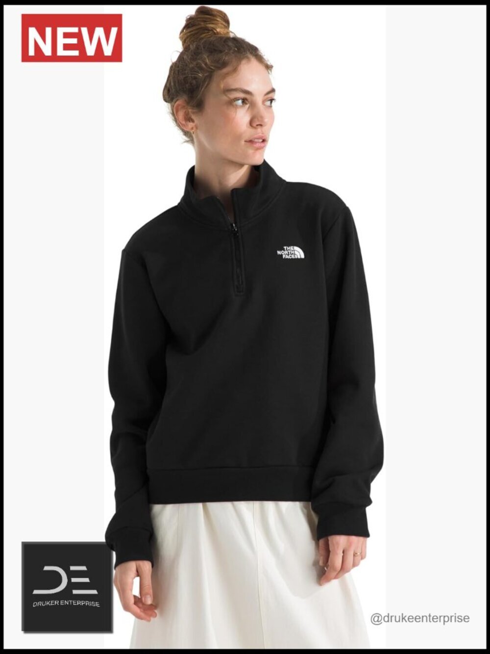 Cotton Polyester Blend Quarter Zip Pullover Sweater, Active, Regular Fit